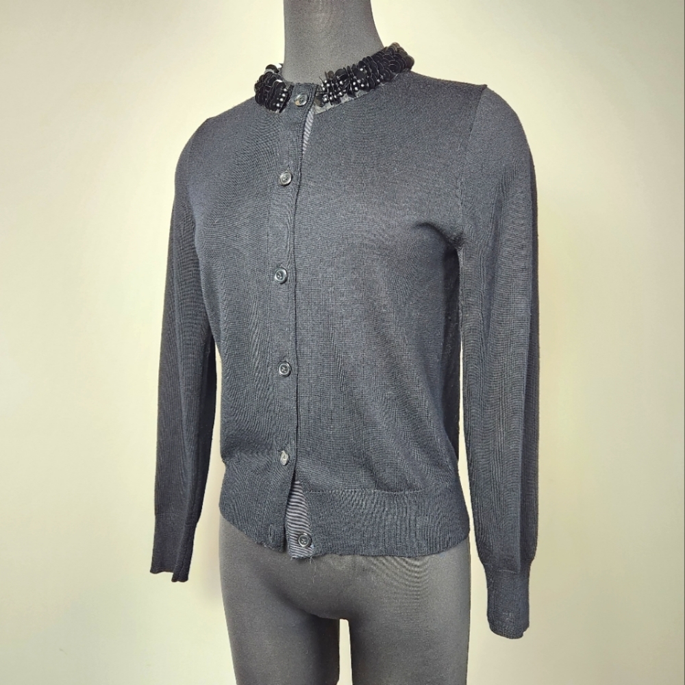 J. CREW sequin neck wool cardigan